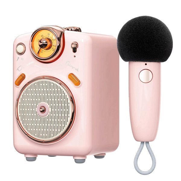 Divoom Fairy-2 Karaoke Mikrofonlu FM Radyolu Taşınabilir Pembe Bluetooth Hoparlör