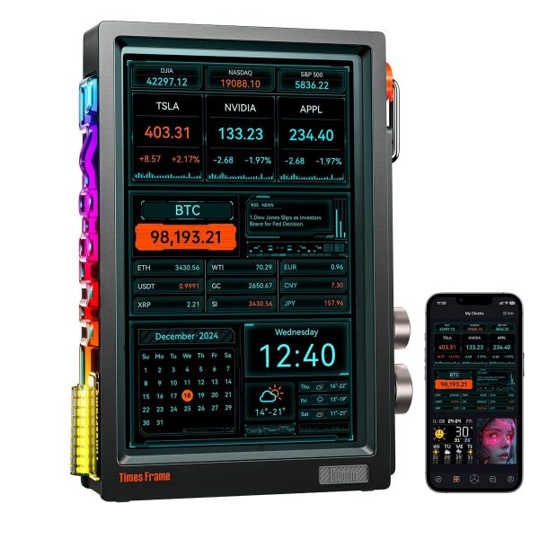 Divoom Times Frame 10.1" Ekran Dijital Fotoğraf Çerçevesi, Akıllı Saat, Şeffaf IPS RGB LED, WiFi Bağlantılı, 64GB Depolama Alanı, APP Kontrollü, Siyah