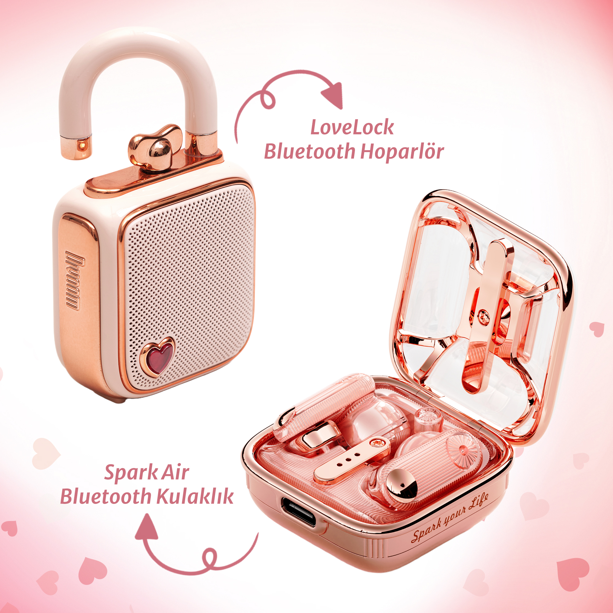 Divoom LoveLock Kayıt Özellikli Bluetooth Hoparlör ve Spark Air TWS Kulaklık Hediye Seti