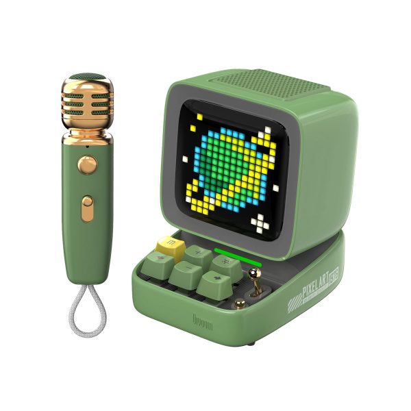 Divoom Ditoo Mic Piksel Ekranlı Karaoke Mikrofonlu Yeşil Bluetooth Hoparlör