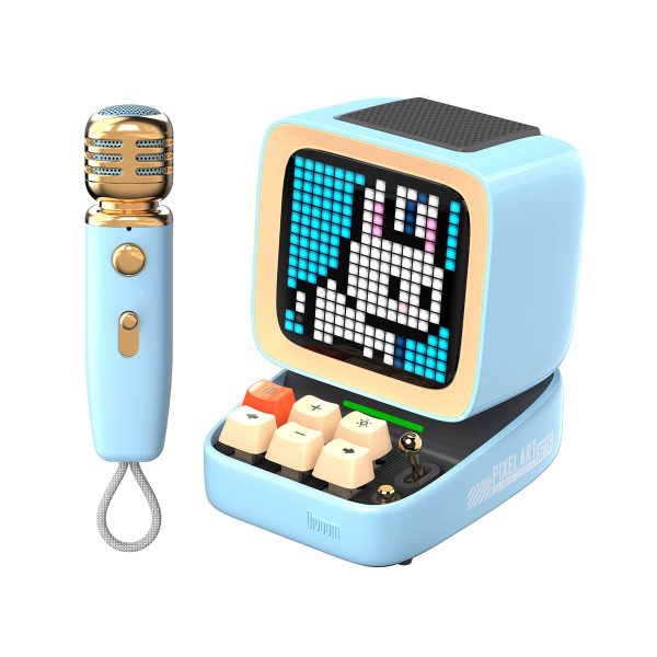 Divoom Ditoo Mic Piksel Ekranlı Karaoke Mikrofonlu Mavi Bluetooth Hoparlör